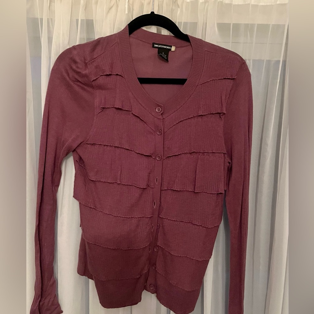 Super soft, tiered front, hip length cardigan